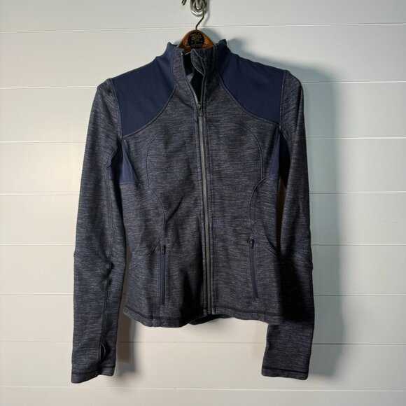 Lululemon Forme Jacket Zip-up Slub Denim Sz 8 - Picture 1 of 8